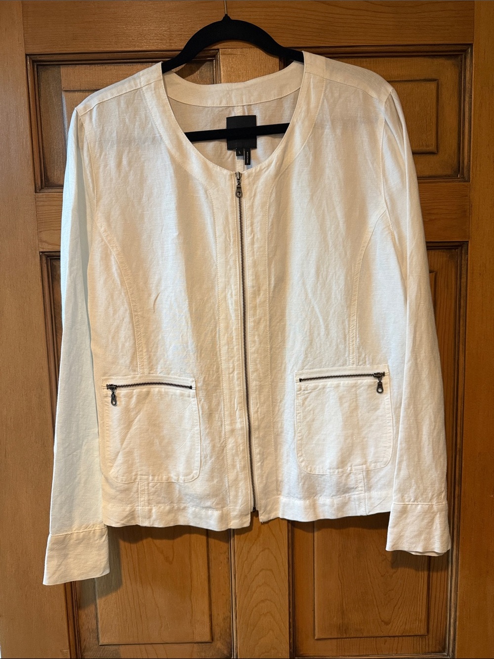 NIC+ZOE White Zip-Front Collarless Jacket